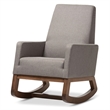 Baxton Studio Yashiya Upholstered Rocker and Ottoman in Gray