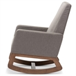 Baxton Studio Yashiya Upholstered Rocker and Ottoman in Gray