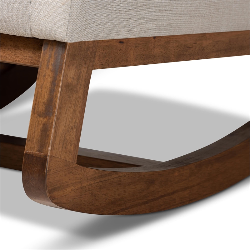 Baxton Studio Yashiya Upholstered Rocker and Ottoman in Beige