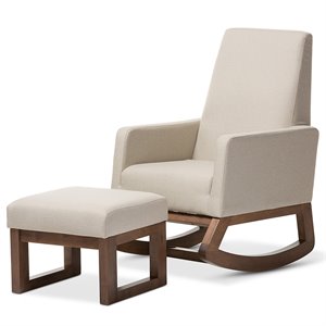 baxton studio yashiya upholstered rocker and ottoman in beige