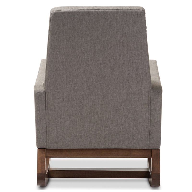 Baxton Studio Yashiya Upholstered Rocker in Gray and Walnut