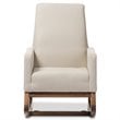 Baxton Studio Yashiya Upholstered Rocker in Light Beige and Walnut