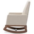 Baxton Studio Yashiya Upholstered Rocker in Light Beige and Walnut