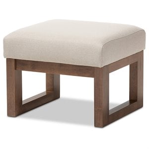 baxton studio yashiya upholstered ottoman in light beige and walnut