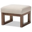 Baxton Studio Yashiya Upholstered Ottoman in Light Beige and Walnut