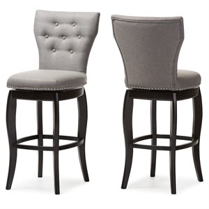 Baxton Studio Leonice 31&quot Tufted Swivel Bar Stool (Set of 2)