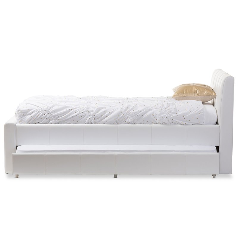 Baxton Studio Faux Leather Twin Platform Bed with Trundle