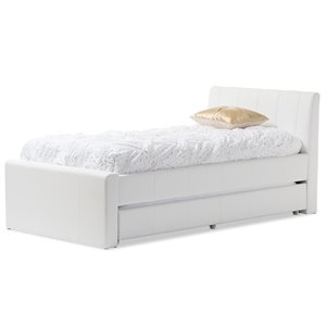 Baxton Studio Faux Leather Twin Platform Bed with Trundle
