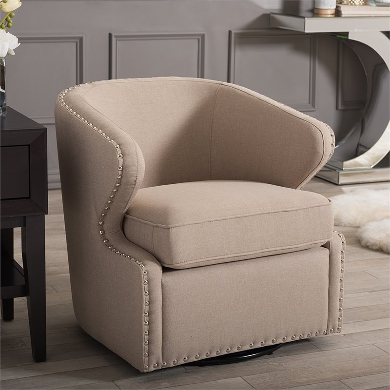 Baxton Studio Finley Swivel Accent Chair in Beige