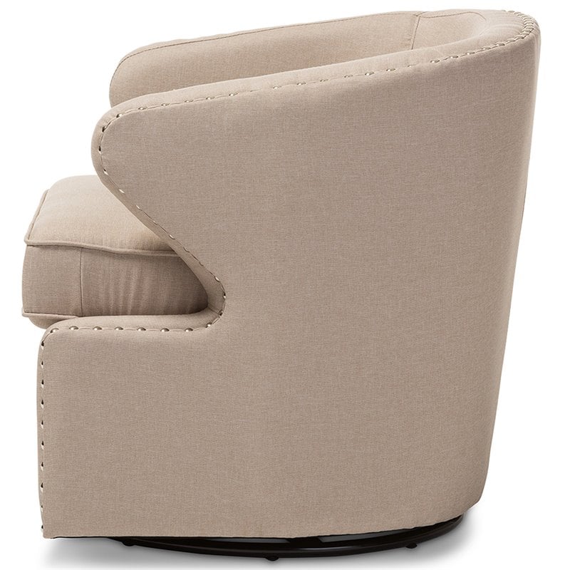 Baxton Studio Finley Swivel Accent Chair in Beige