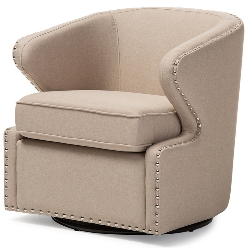 Baxton Studio Finley Swivel Accent Chair in Beige