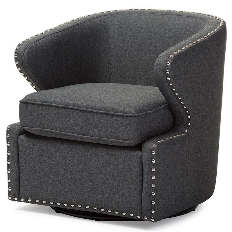 Baxton Studio Finley Swivel Accent Chair In Gray | Cymax Business