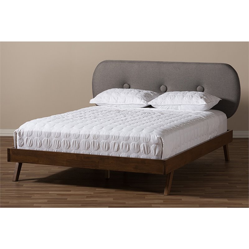 Baxton Studio Penelope Tufted Full Platform Bed in Gray