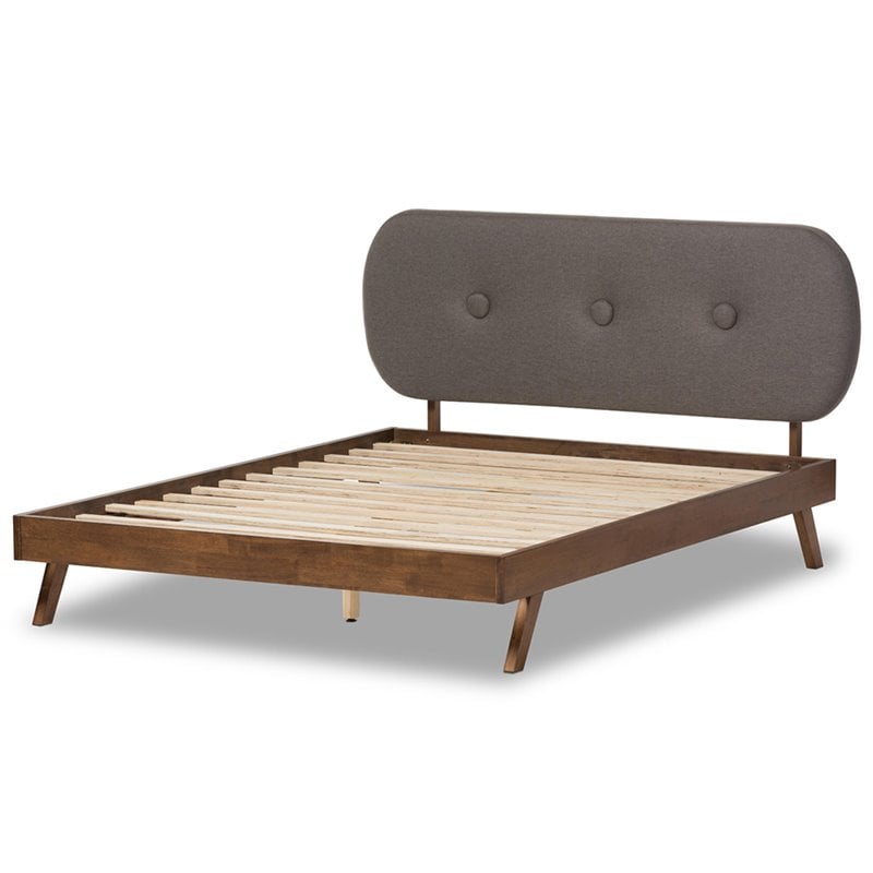 Baxton Studio Penelope Tufted King Platform Bed in Gray