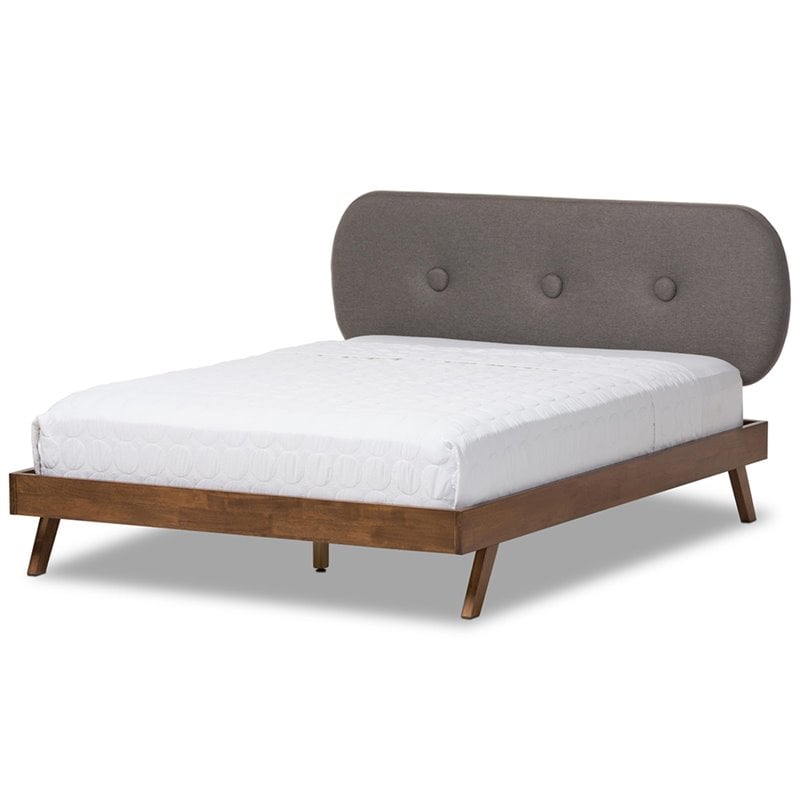 Baxton Studio Penelope Tufted King Platform Bed in Gray