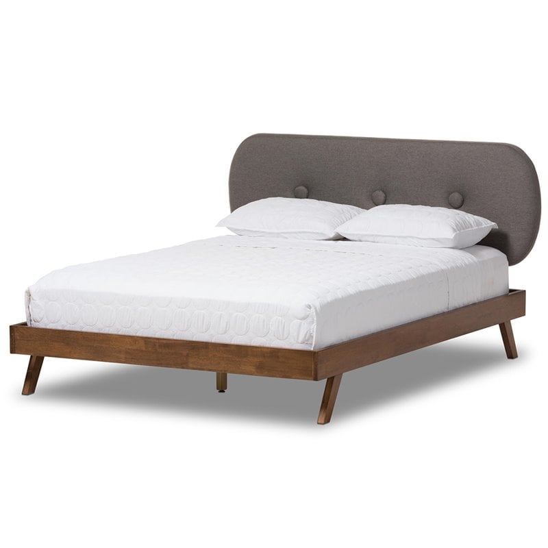 Baxton Studio Penelope Tufted King Platform Bed in Gray