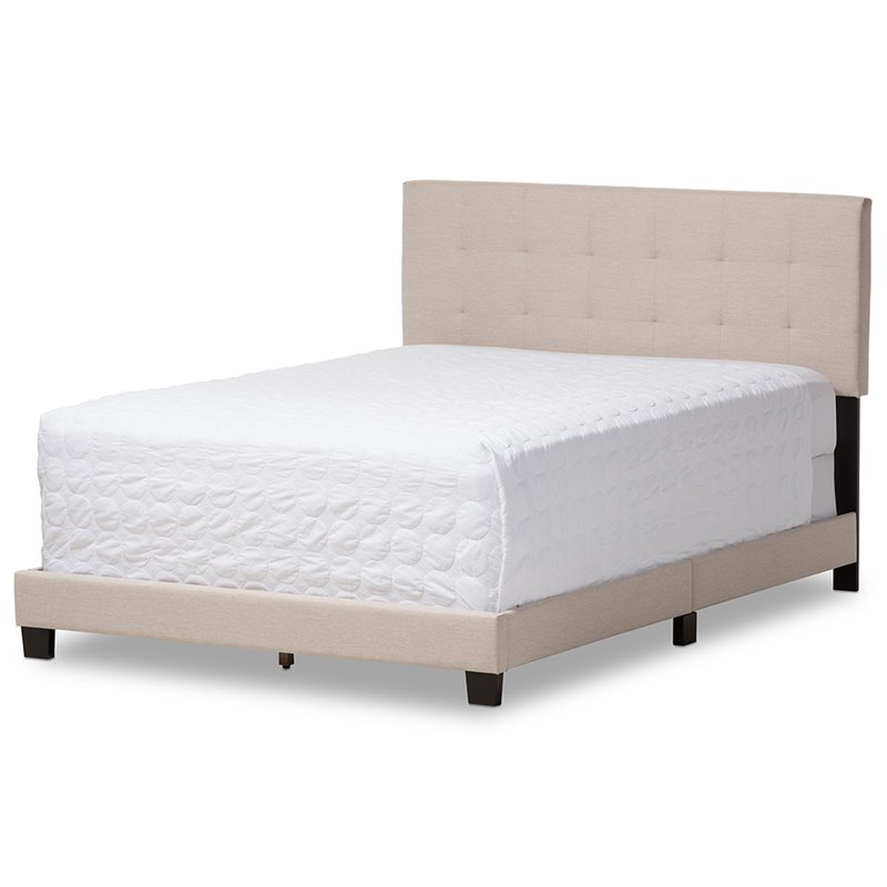 Baxton Studio Brookfield Tufted Full Panel Bed in Beige