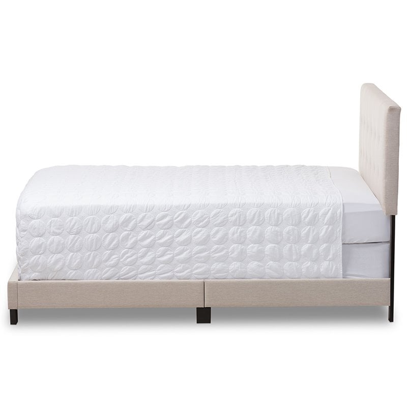 Baxton Studio Brookfield Tufted Queen Panel Bed in Beige