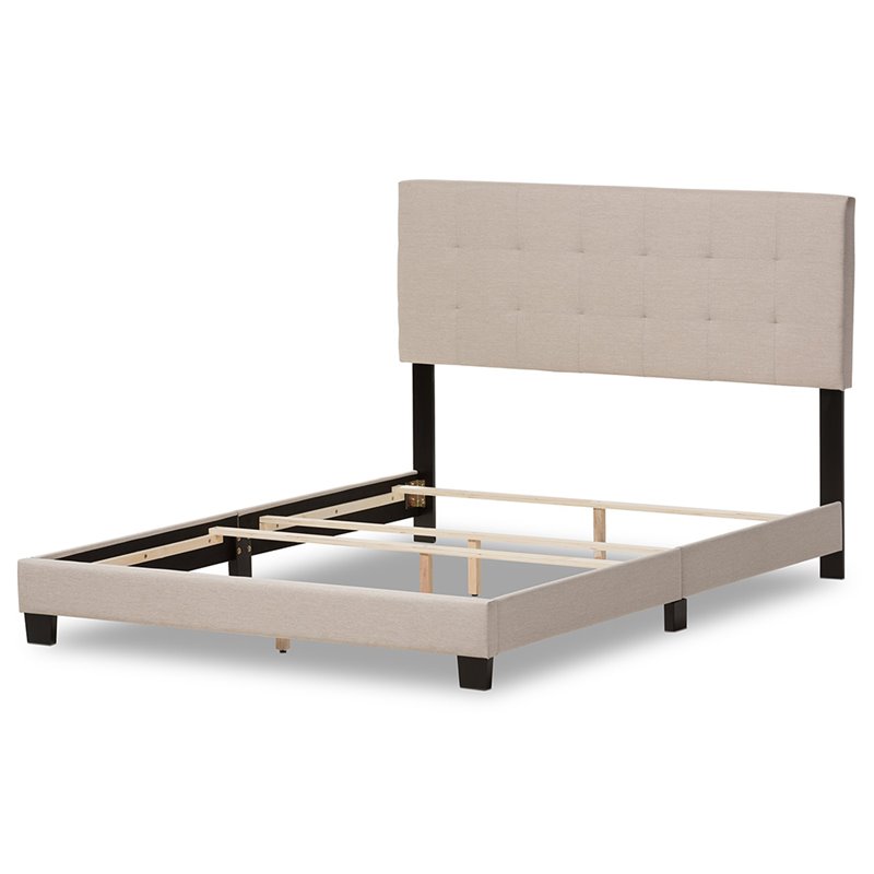 Baxton Studio Brookfield Tufted Queen Panel Bed in Beige