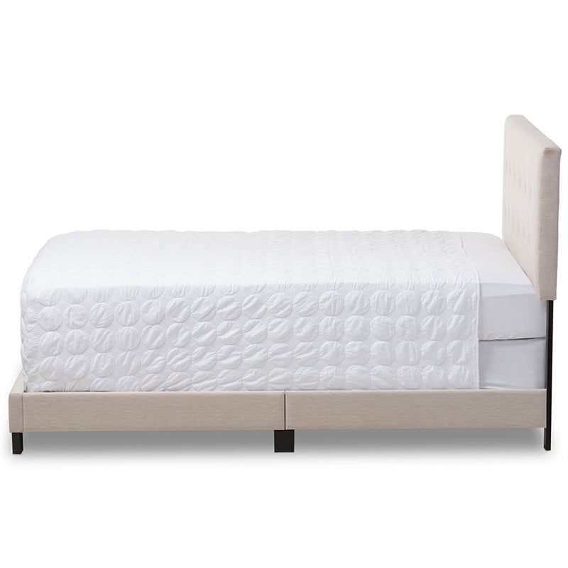 Baxton Studio Brookfield Tufted King Panel Bed in Beige