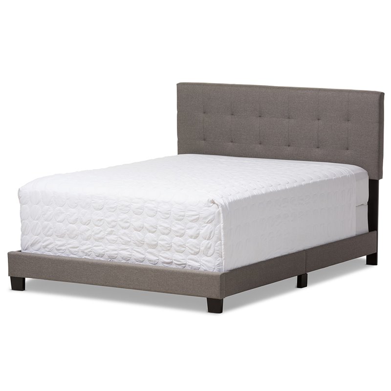 Baxton Studio Brookfield Tufted Full Panel Bed in Gray