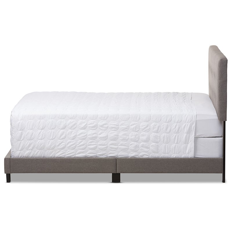 Baxton Studio Brookfield Tufted Queen Panel Bed in Gray