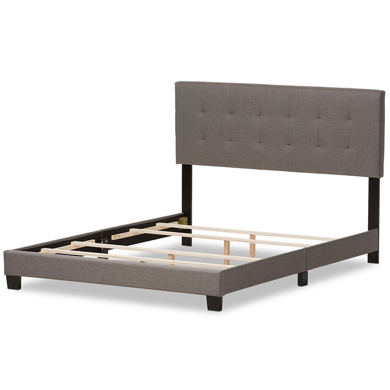 Baxton Studio Brookfield Tufted Queen Panel Bed in Gray