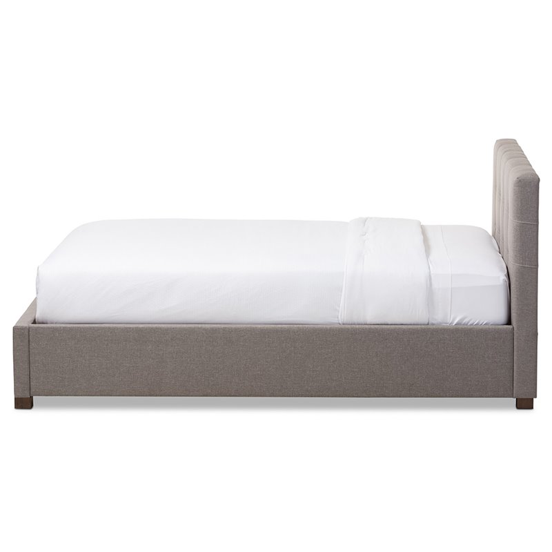 Baxton Studio Brandy Tufted Queen Storage Platform Bed in Gray