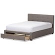 Baxton Studio Brandy Tufted Queen Storage Platform Bed in Gray
