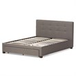 Baxton Studio Brandy Tufted Queen Storage Platform Bed in Gray