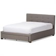 Baxton Studio Brandy Tufted Queen Storage Platform Bed in Gray