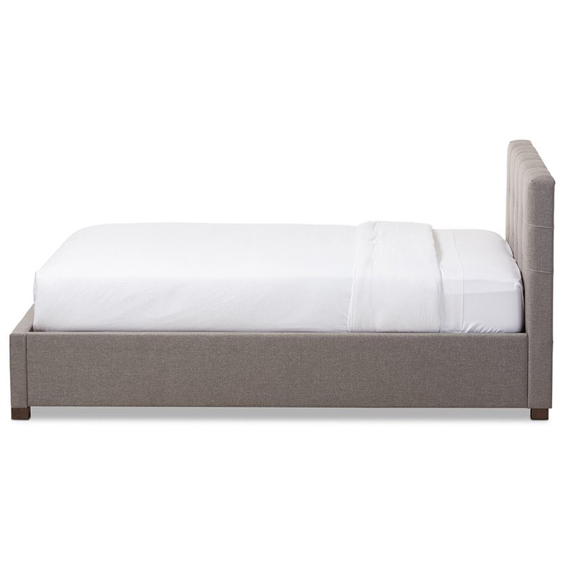 Baxton Studio Brandy Tufted King Storage Platform Bed in Gray