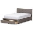 Baxton Studio Brandy Tufted King Storage Platform Bed in Gray