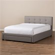 Baxton Studio Brandy Tufted King Storage Platform Bed in Gray