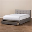 Baxton Studio Brandy Tufted King Storage Platform Bed in Gray
