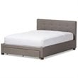 Baxton Studio Brandy Tufted King Storage Platform Bed in Gray