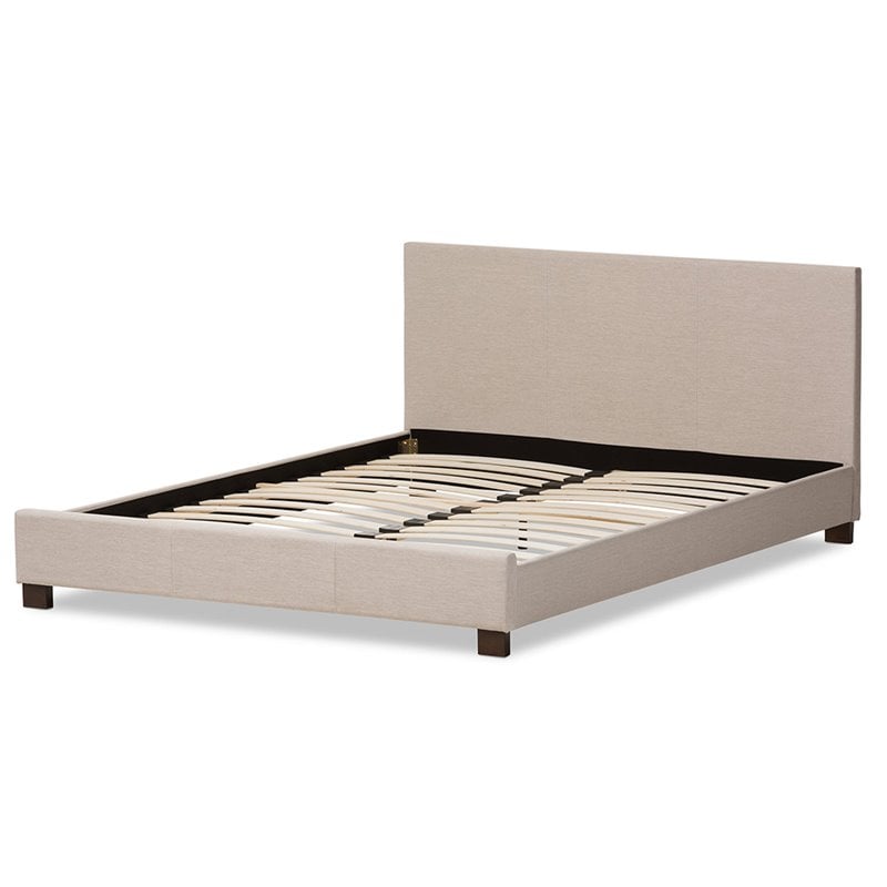 Baxton Studio Elizabeth Upholstered Full Platform Bed in Beige