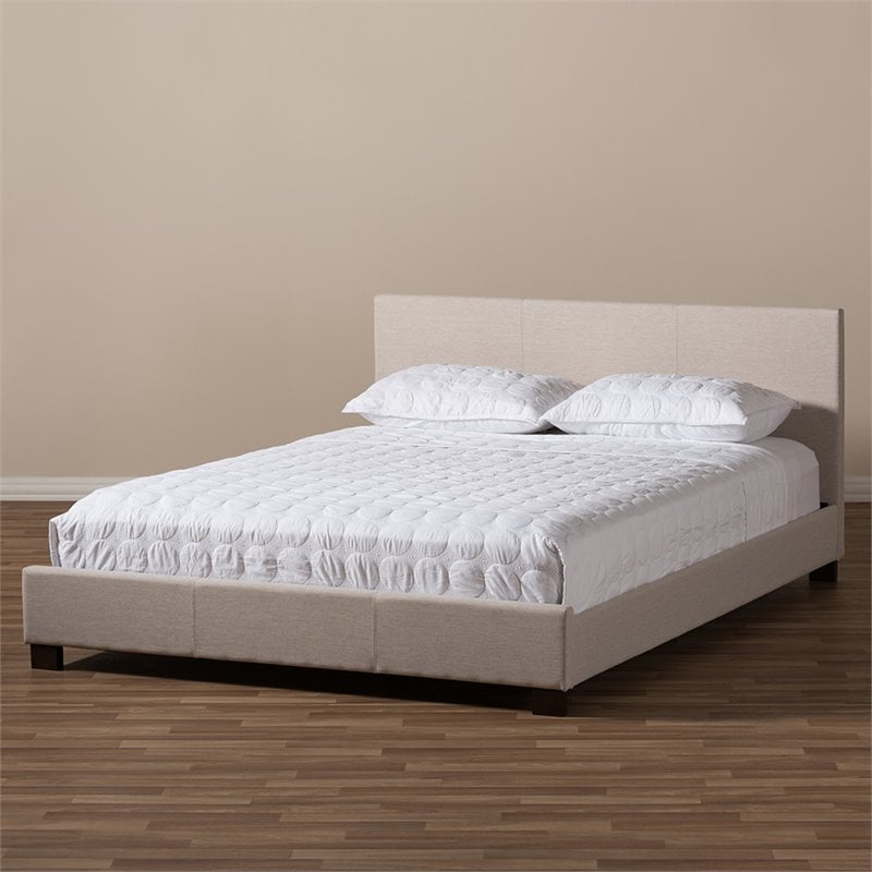 Baxton Studio Elizabeth Upholstered Full Platform Bed in Beige
