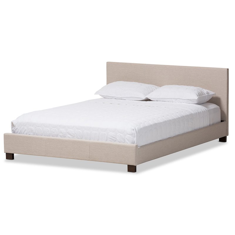 Baxton Studio Elizabeth Upholstered Full Platform Bed in Beige