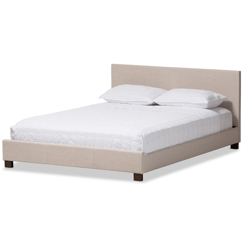 Baxton Studio Elizabeth Upholstered Queen Platform Bed in Beige