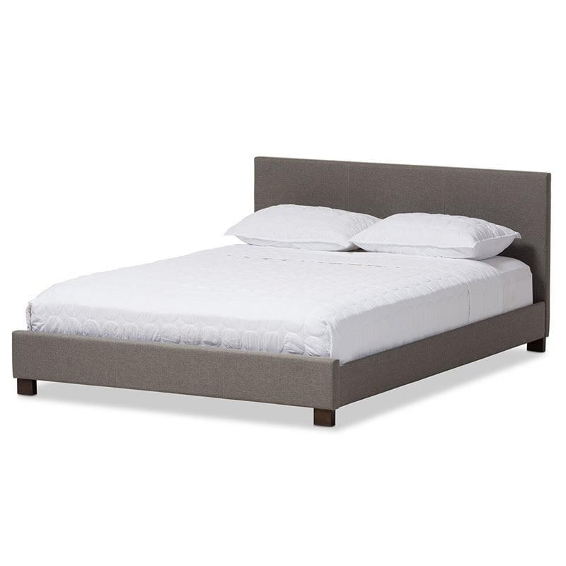 Baxton Studio Elizabeth Upholstered Queen Platform Bed in Gray