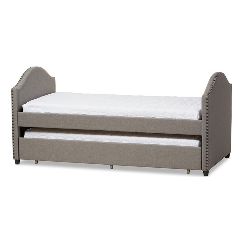 Baxton Studio Alessia Upholstered Daybed with Trundle in Gray Fabric