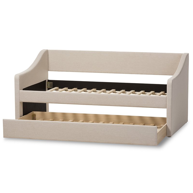 Baxton Studio Barnstorm Upholstered Daybed with Trundle in Beige