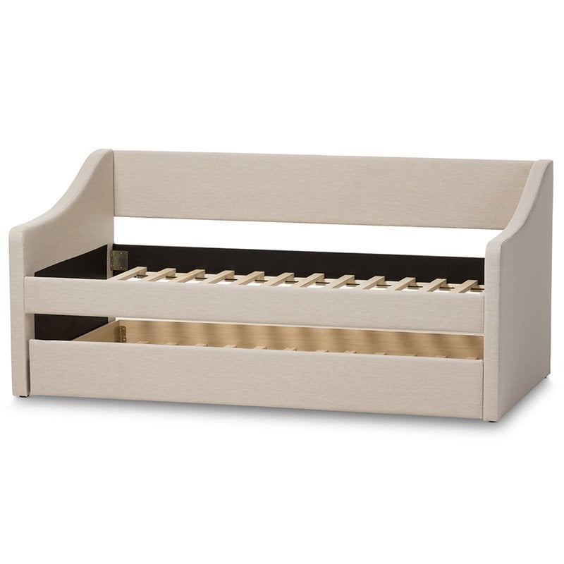 Baxton Studio Barnstorm Upholstered Daybed with Trundle in Beige