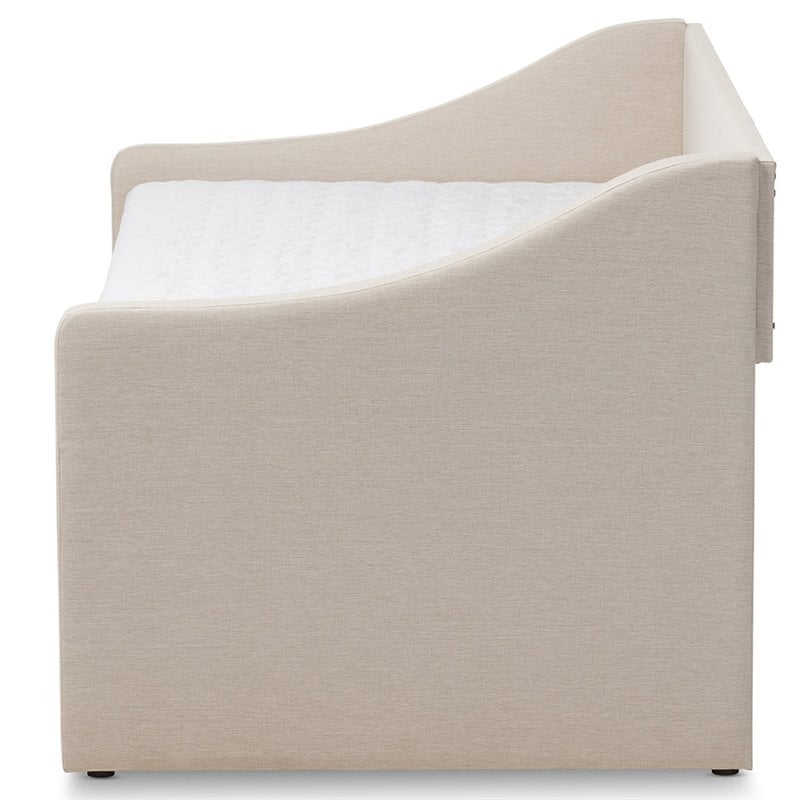 Baxton Studio Barnstorm Upholstered Daybed with Trundle in Beige