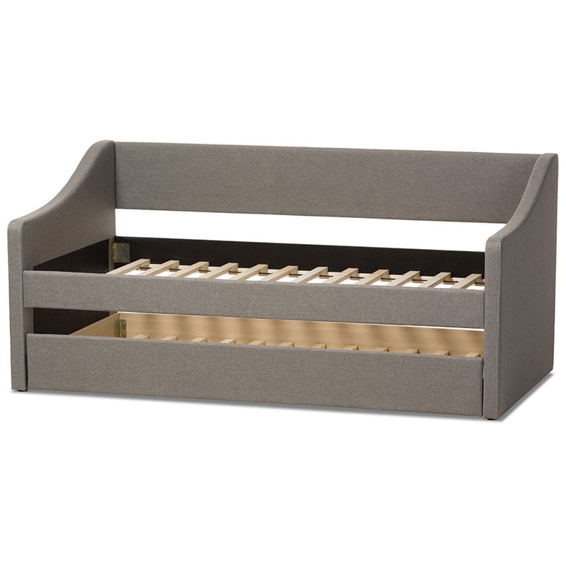 Baxton Studio Barnstorm Upholstered Daybed with Trundle in Gray