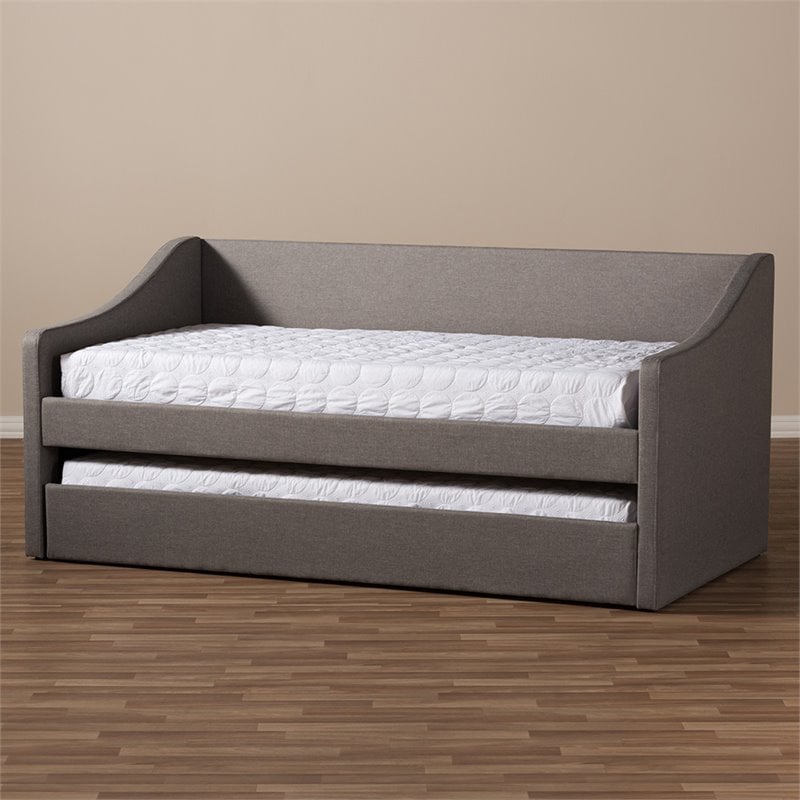 Baxton Studio Barnstorm Upholstered Daybed with Trundle in Gray