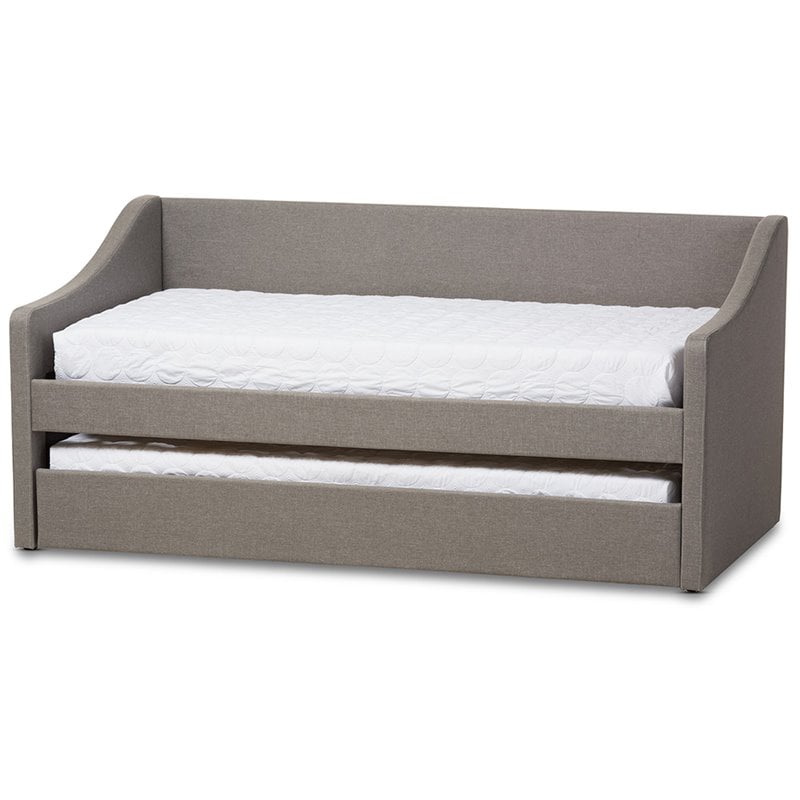 Baxton Studio Barnstorm Upholstered Daybed with Trundle in Gray