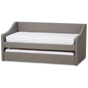 Baxton Studio Barnstorm Upholstered Daybed with Trundle in Gray