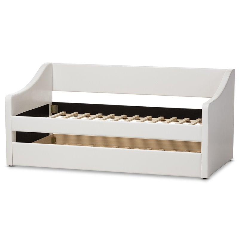 Baxton Studio Barnstorm Faux Leather Daybed with Trundle in White